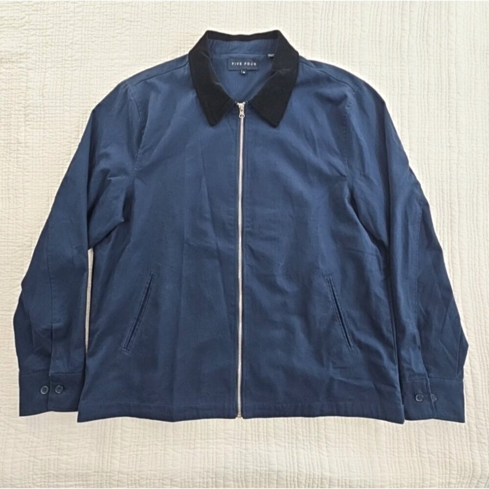 Five Four Barn Jacket Men's XL Navy Corduroy Collar Full‎ Zip EUC Utility Chore